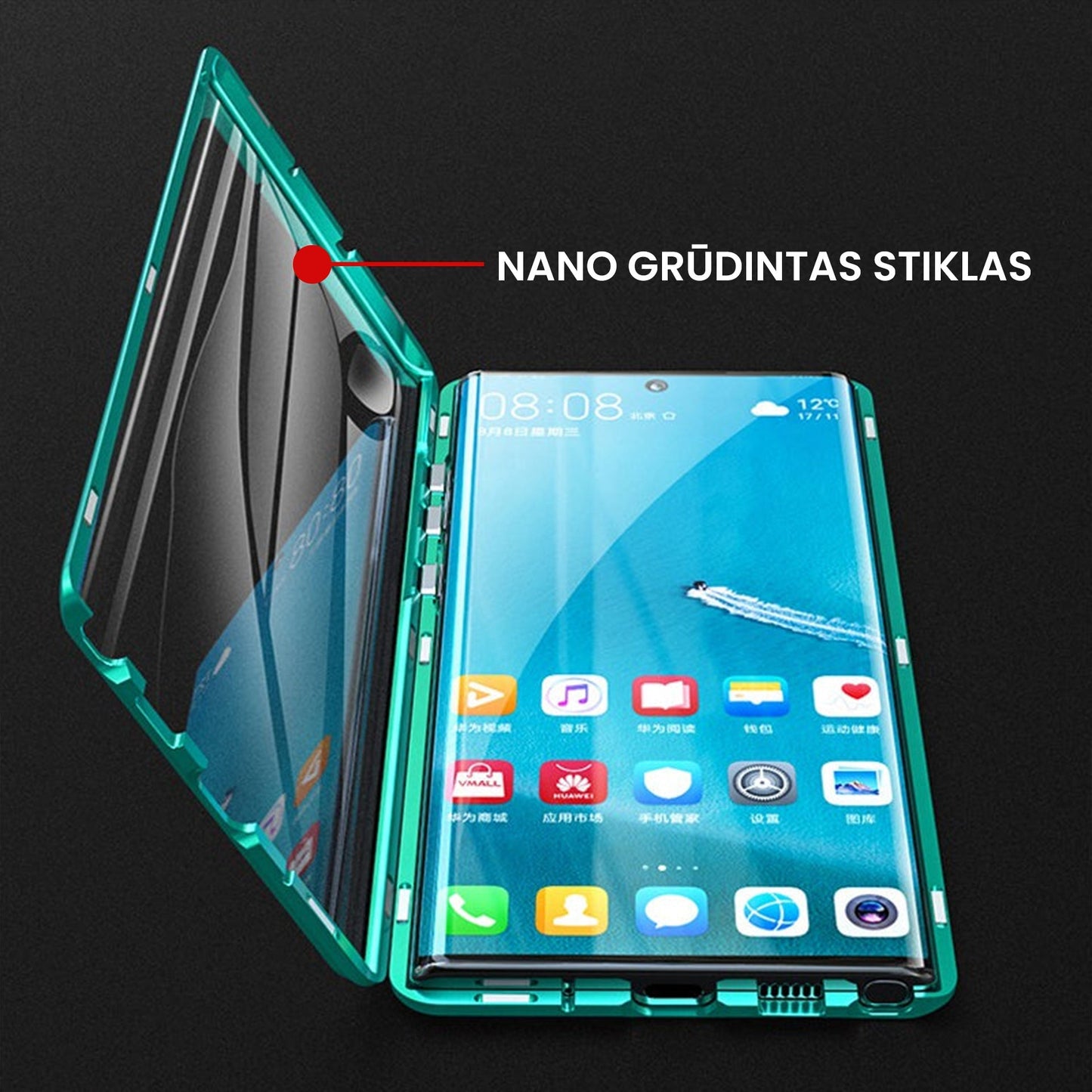 Rūdīta stikla divpusējs tālruņa vāciņš (Samsung modeļiem)