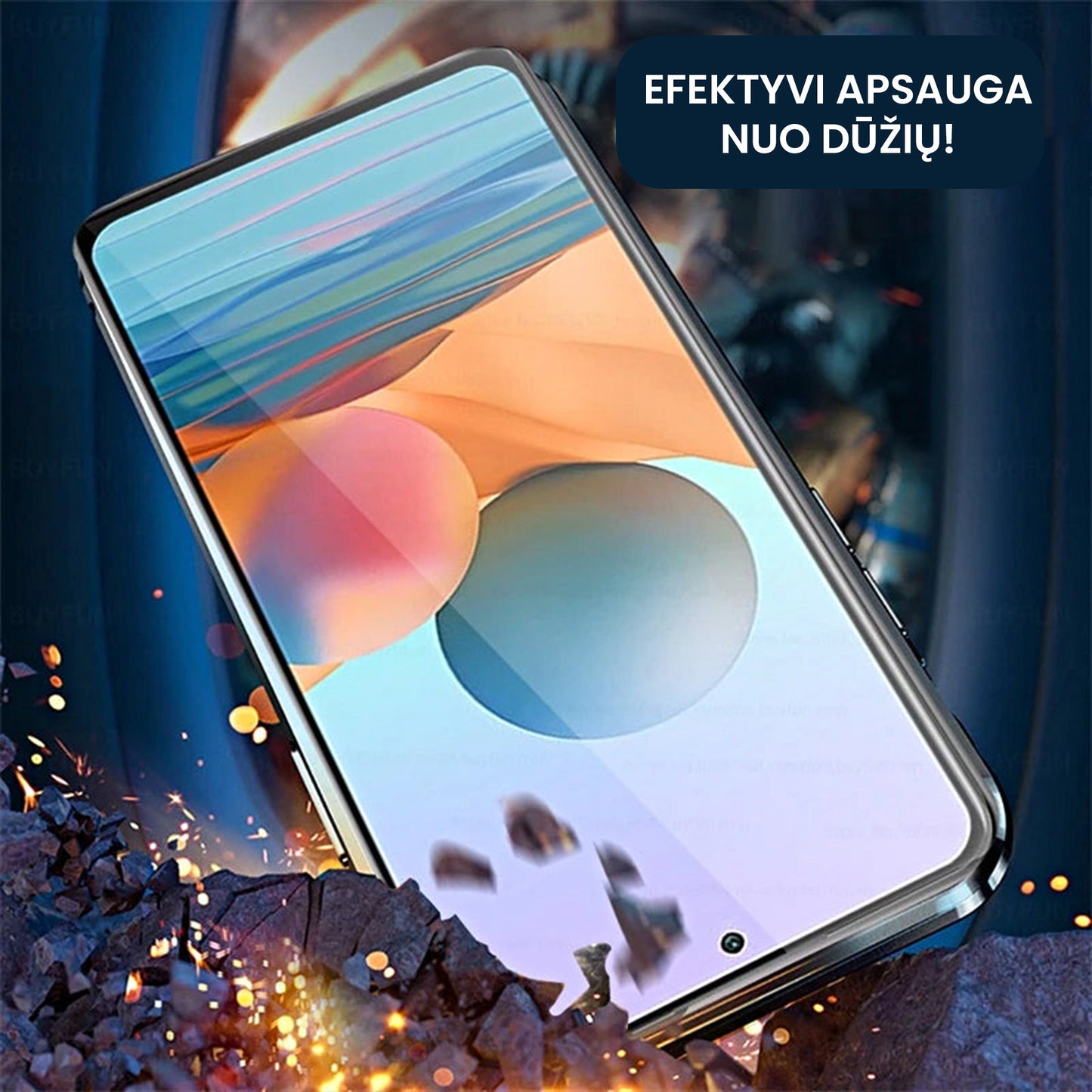 Rūdīta stikla divpusējs tālruņa vāciņš (Samsung modeļiem)