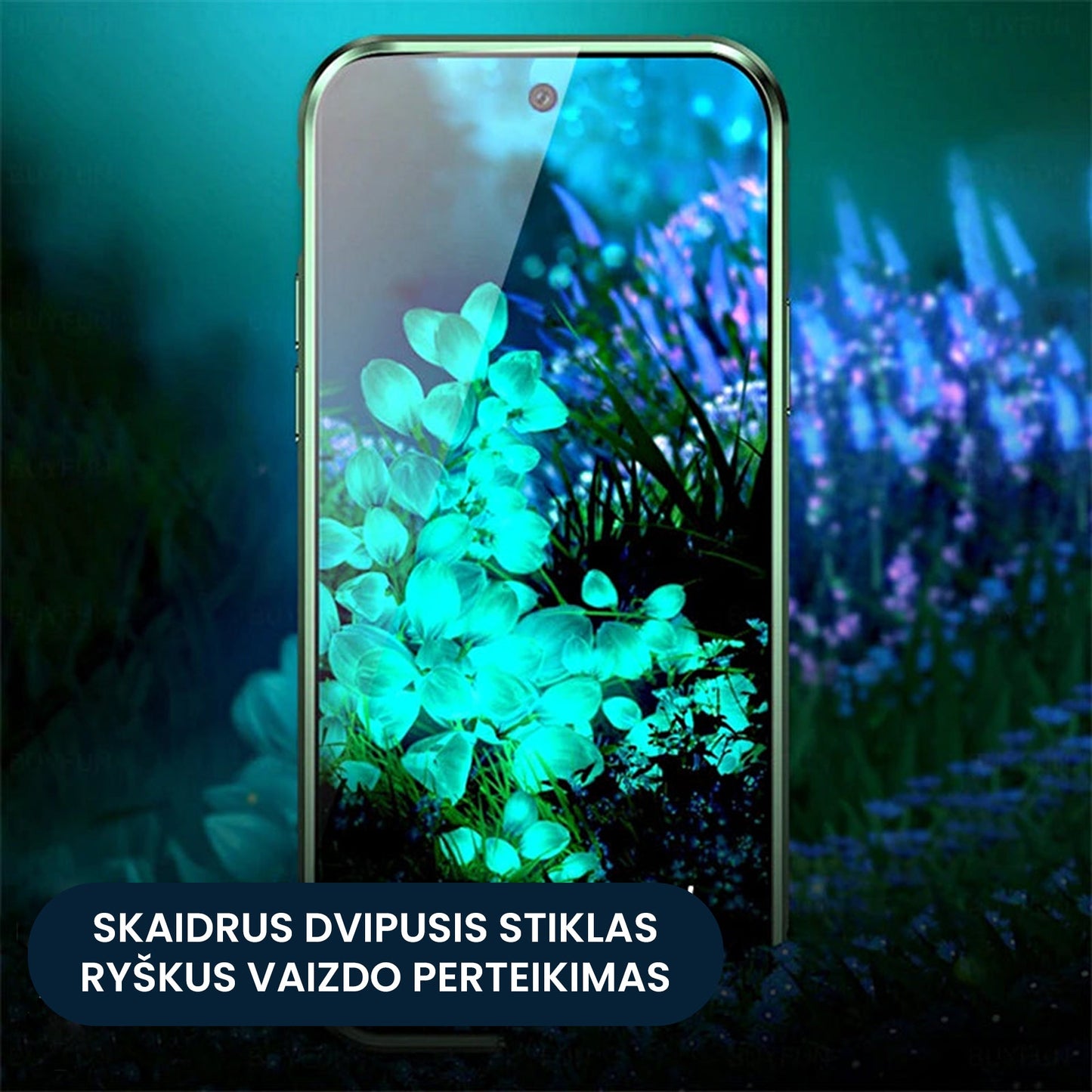 Rūdīta stikla divpusējs tālruņa vāciņš (Samsung modeļiem)